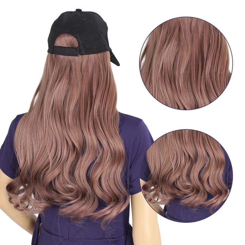 Natural Wave Hair Black Hat Attached - Hassel Free - Trendycomfy
