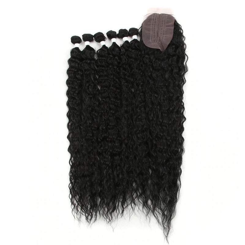 Curly Hair With Closure Soft Synthetic Hair Heat Resistant - Trendycomfy