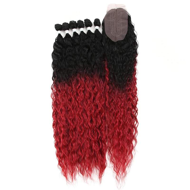 Curly Hair With Closure Soft Synthetic Hair Heat Resistant - Trendycomfy