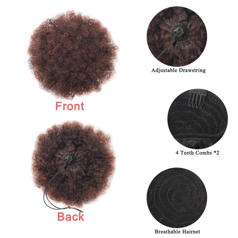 Ponytail High Hair Puff Clip in Chignon Bun Hairpiece Afro Kinky Curly Synthetic Drawstring ponytail Hair Extensions - Trendycomfy